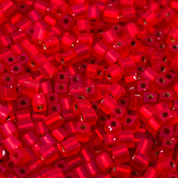 Matte Silver-lined Flame Red Miyuki Cube Bead