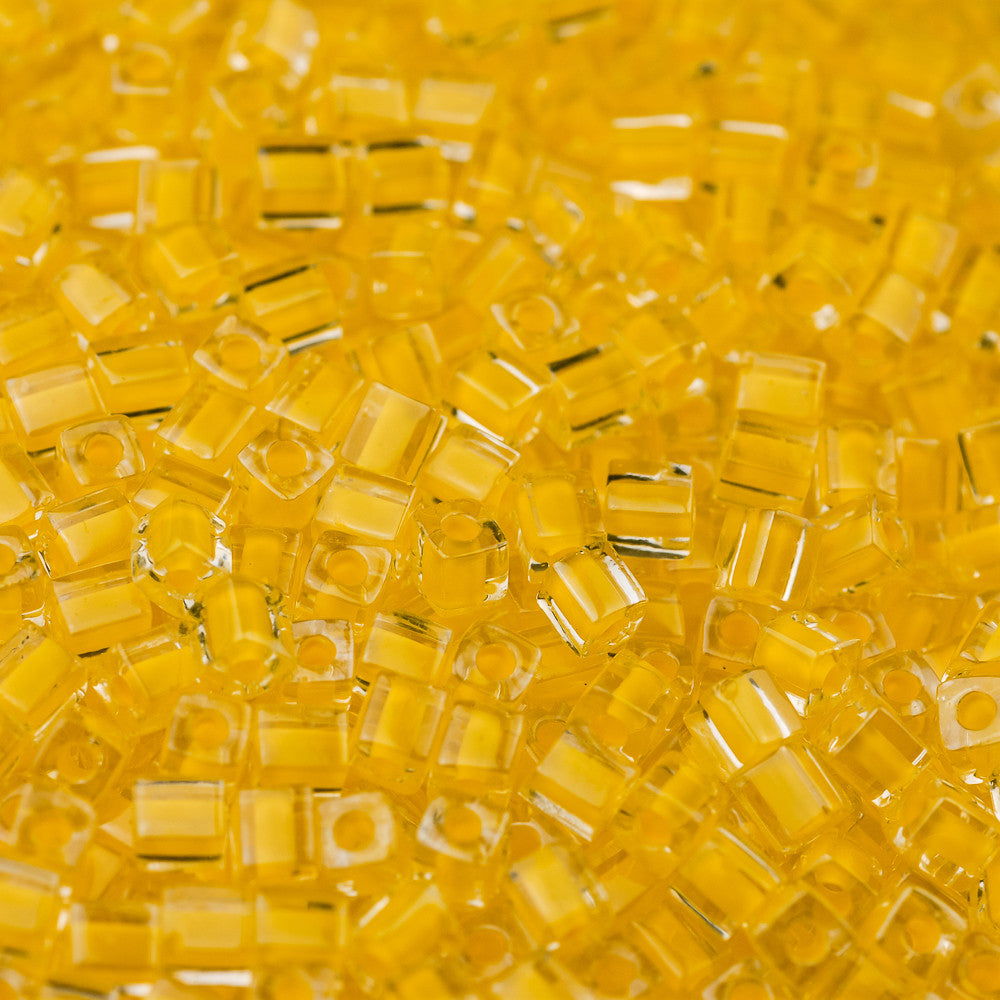 Lemon Lined Crystal Miyuki Cube Bead