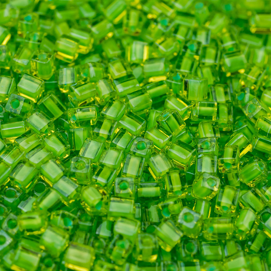Mint Lined Chartreuse Miyuki Cube Bead