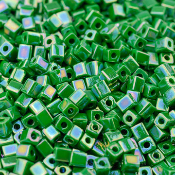 Opaque Green AB Miyuki Cube Bead