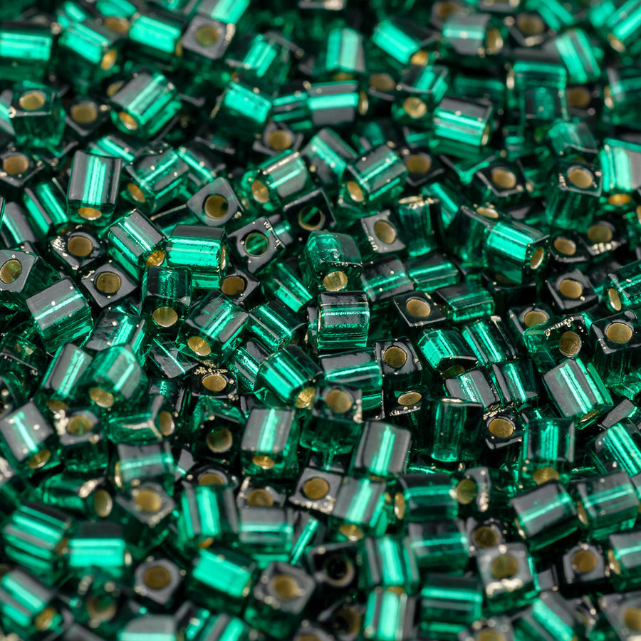 Silver-lined Emerald Miyuki Cube Bead
