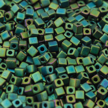 Matte Metallic Dk Green Iris Miyuki Cube Bead