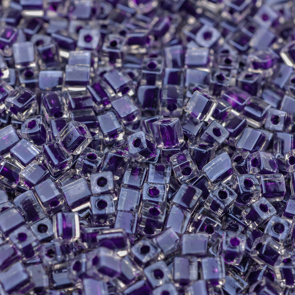 Grape Lined Crystal Miyuki Cube Bead