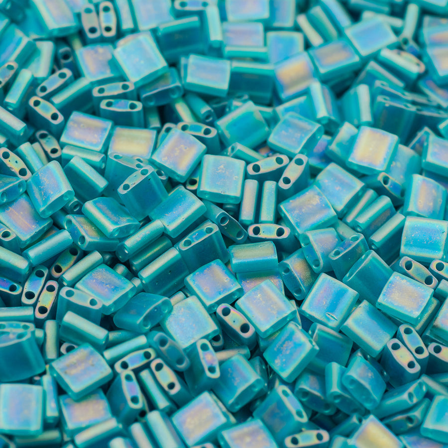 Matte Transparent Teal AB Miyuki Tila Bead