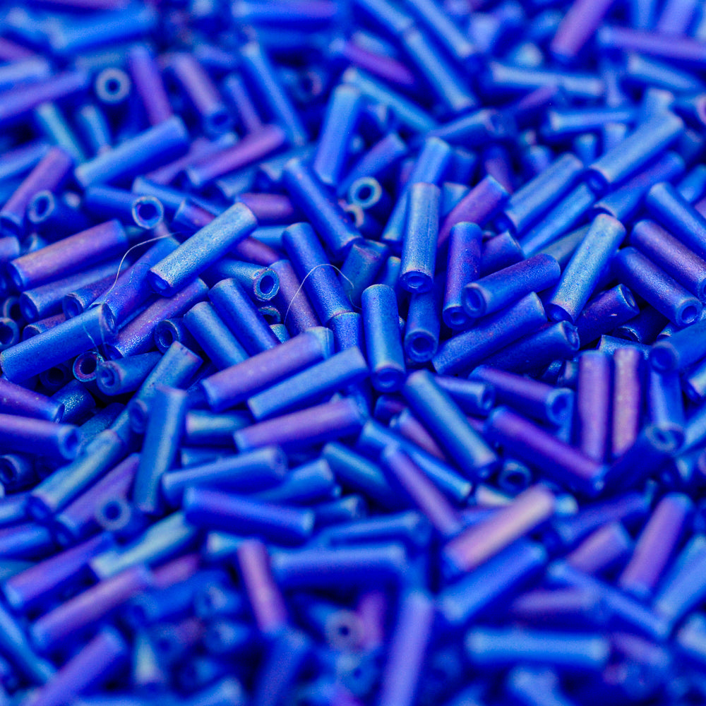 Matte Transparent Cobalt AB Miyuki Bugle Bead