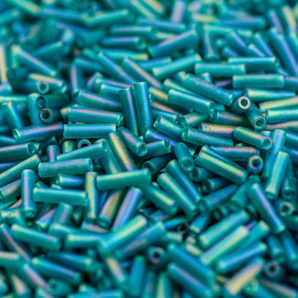 Matte Transparent Teal AB Miyuki Bugle Bead