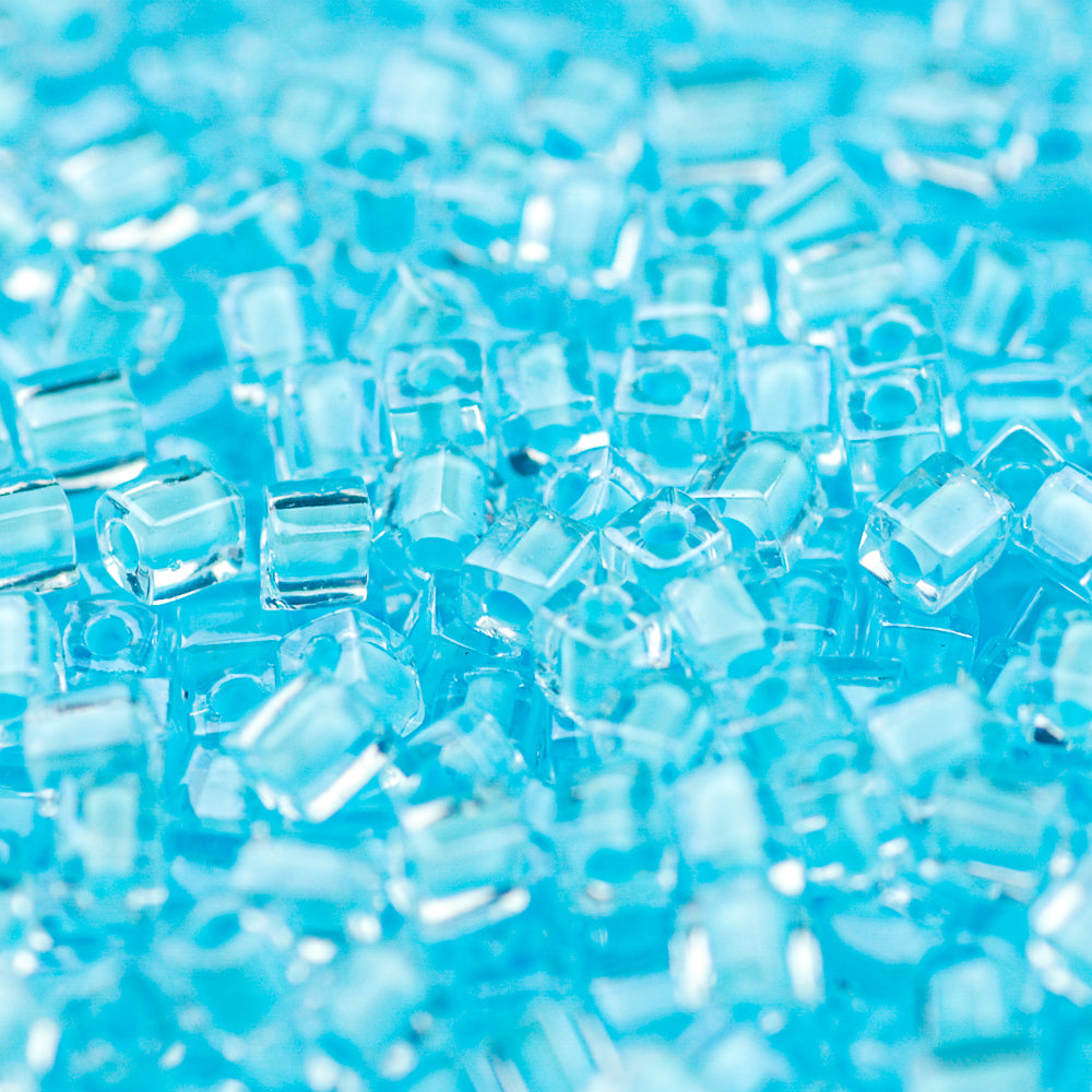 Aqua Mist Lined Crystal Miyuki Cube Bead