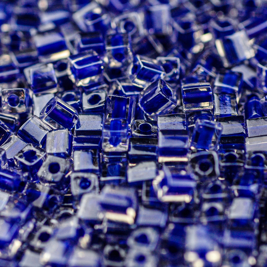 Royal Blue Lined Crystal Miyuki Cube Bead