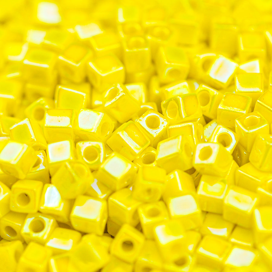 Opaque Yellow AB Miyuki Cube Bead