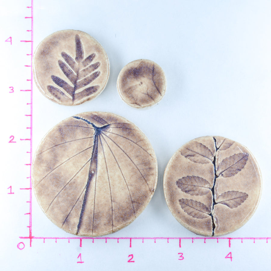 Lilac Leaf Imprints - Handmade Ceramic tiles