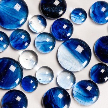 Frit Balls - Aventurine Blue & Clear Streakie