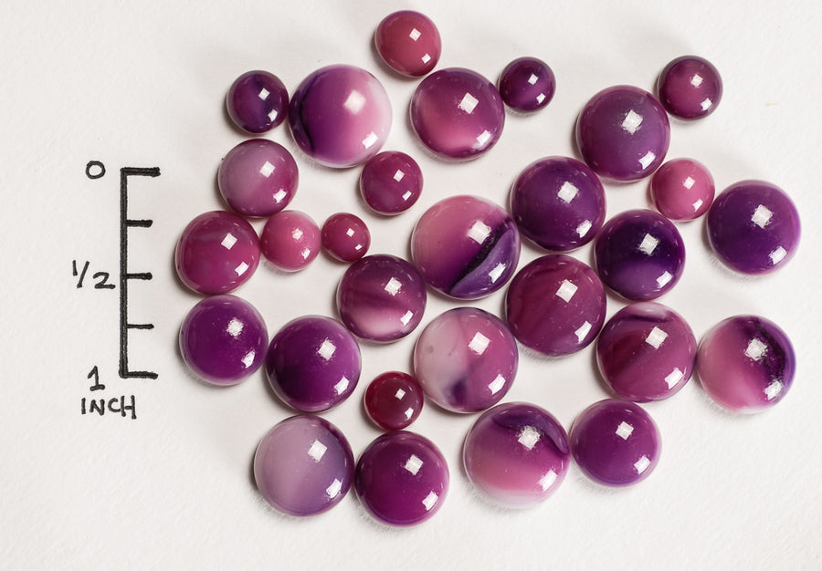 Frit Balls - Cranberry Pink, Gold Purple & White Streakie