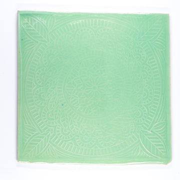 Mint Green Mandala - Handmade Ceramic tiles
