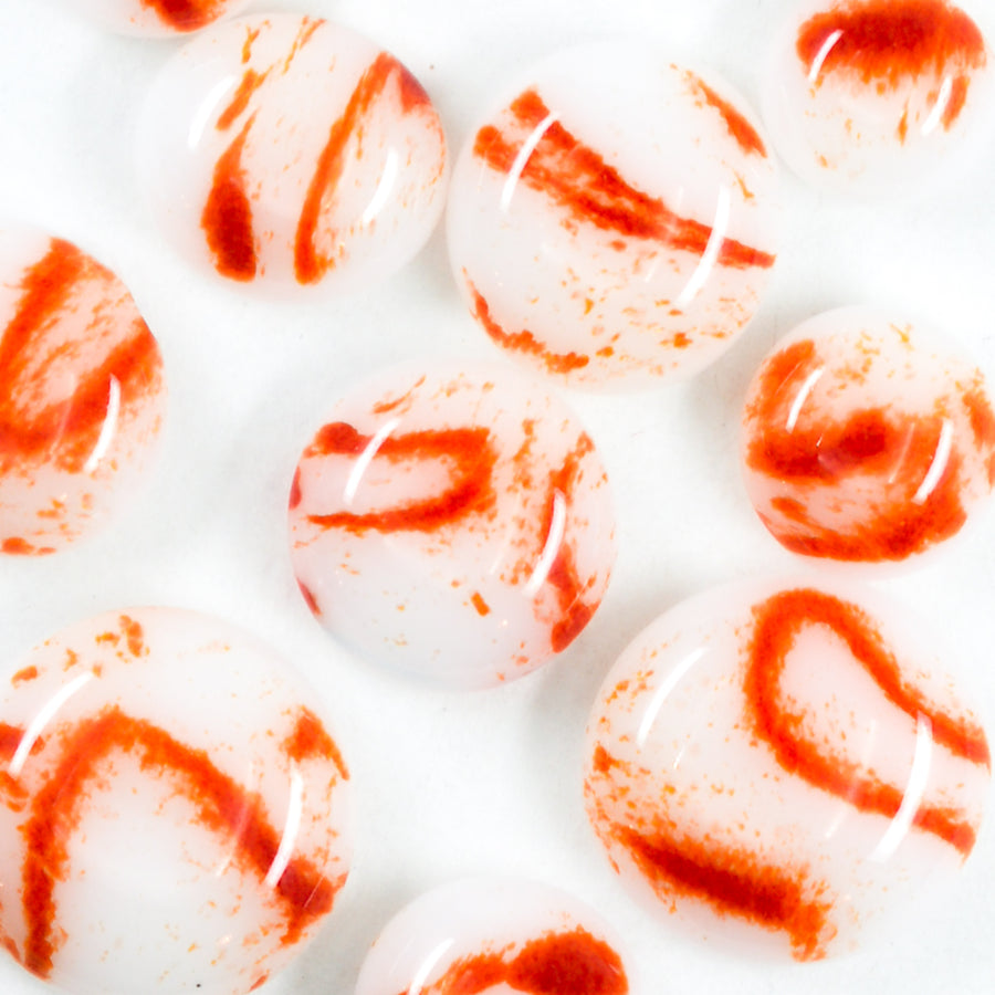 Fancy Frit Balls - White with Orange Scribbles