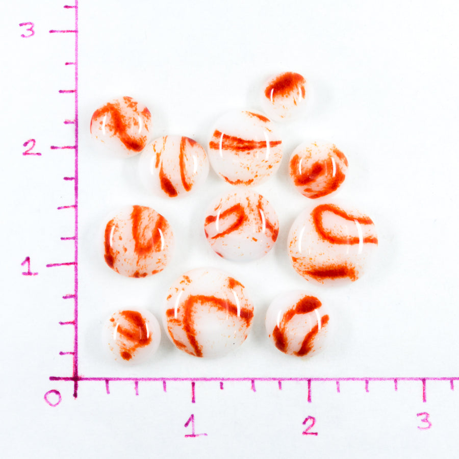 Fancy Frit Balls - White with Orange Scribbles