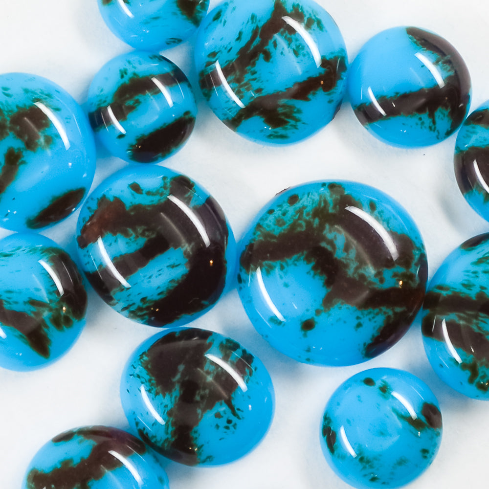 Fancy Frit Balls - Light Cyan Blue with Dark Brown Streaks