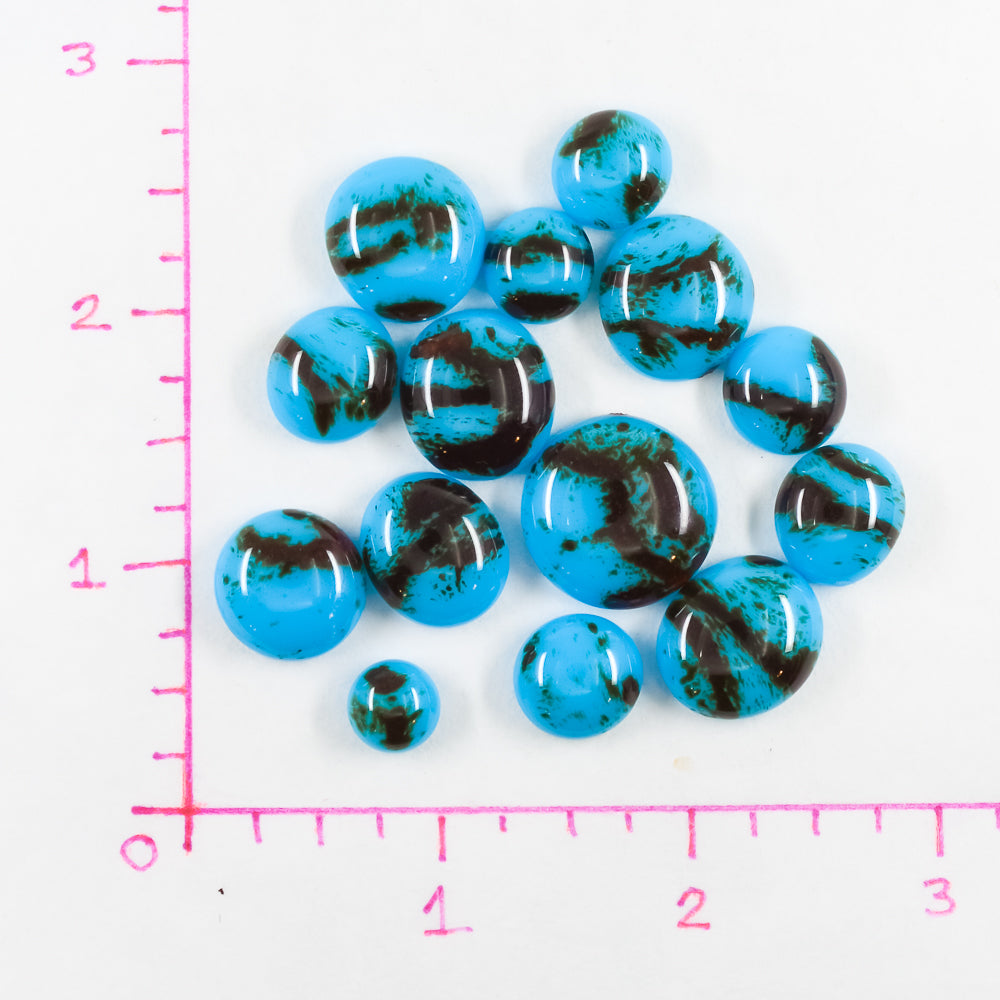 Fancy Frit Balls - Light Cyan Blue with Dark Brown Streaks