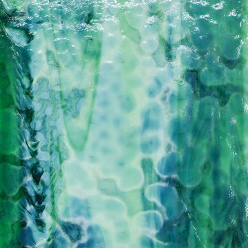 Medium Celery Green Opalescent, Emerald Green Transparent Mottle