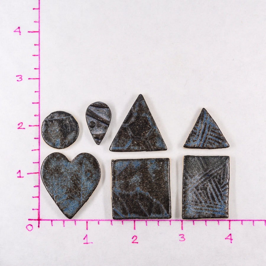 Brown/black with hints of Blue- Handmade Ceramic tiles