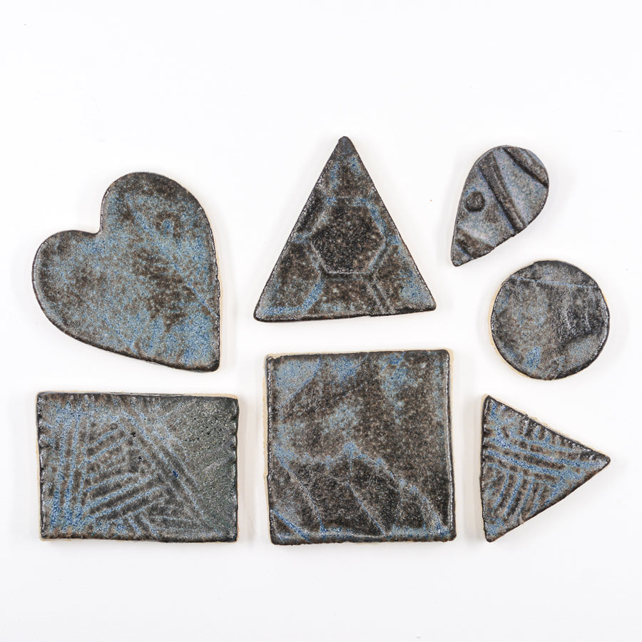 Brown/black with hints of Blue- Handmade Ceramic tiles