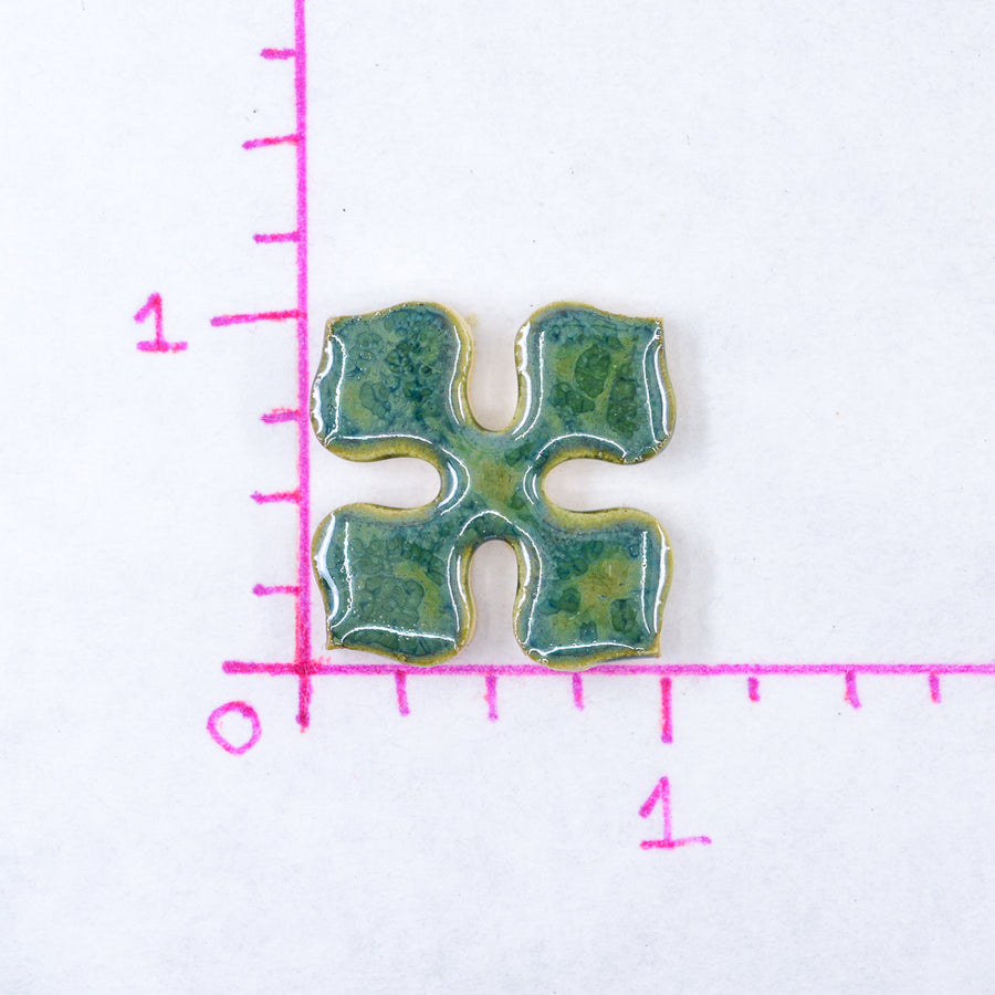 25mm Green Pinwheel - Handmade Ceramic tiles