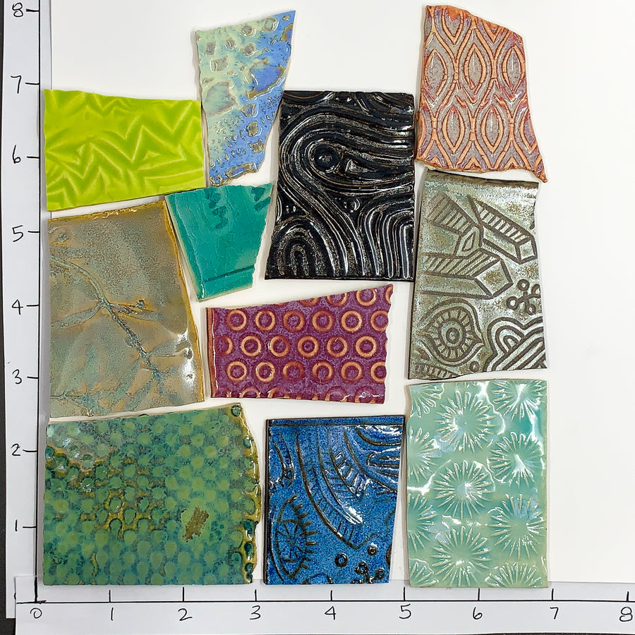Greens - Handmade Ceramic Tile Scraps - 1/2lb