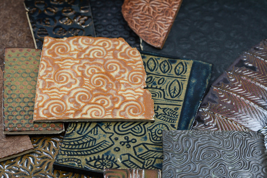Browns and Blacks - Handmade Ceramic Tile Scraps - 1/2lb