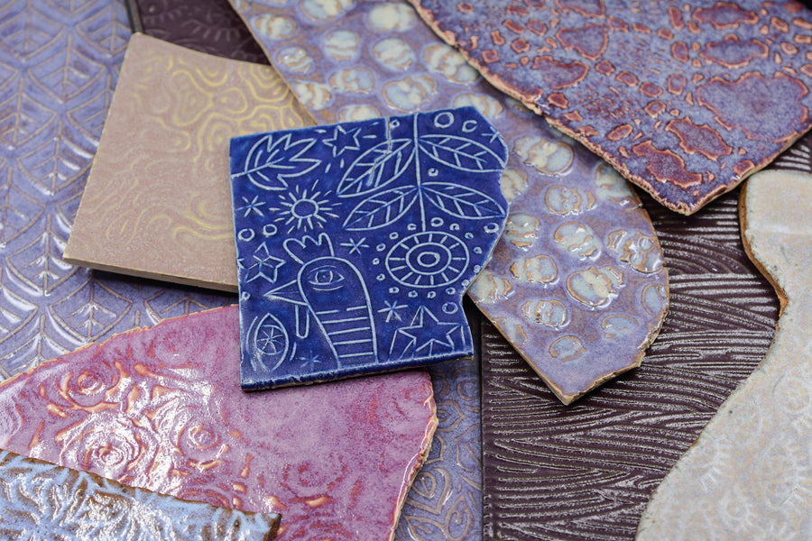 Purples - Handmade Ceramic Tile Scraps