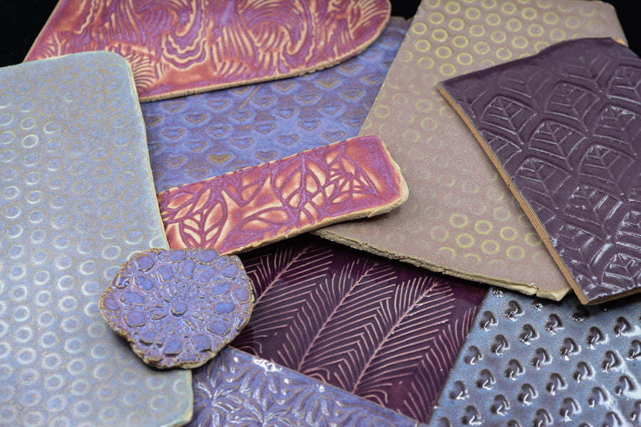 Purples - Handmade Ceramic Tile Scraps - 1/2lb