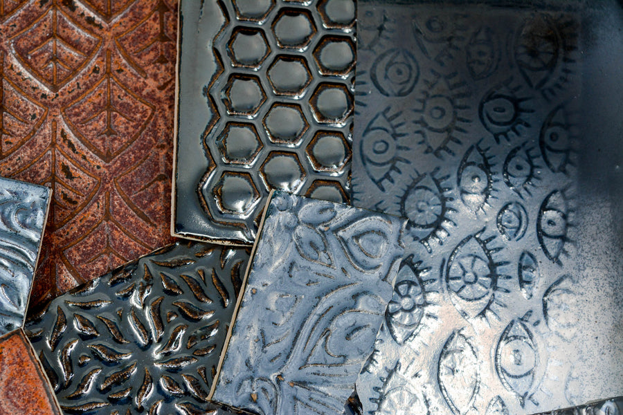 Metallics - Handmade Ceramic Tile Scraps - 1/2lb
