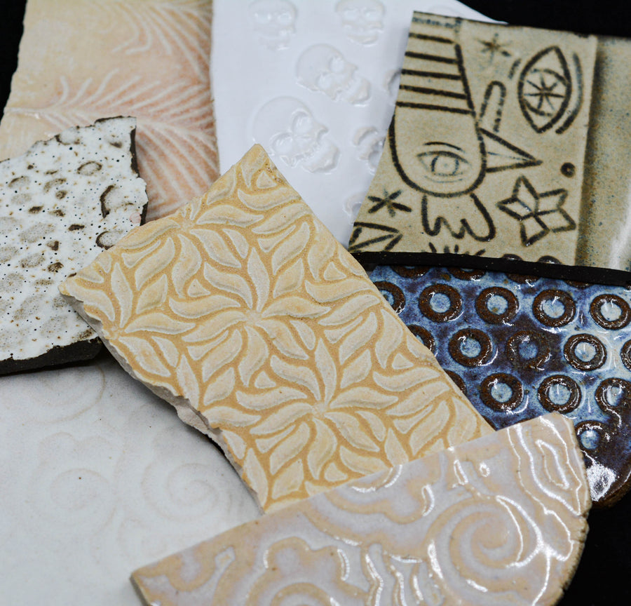 Creams and tans - Handmade Ceramic Tile Scraps