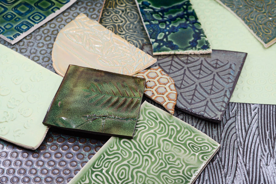 Greens - Handmade Ceramic Tile Scraps
