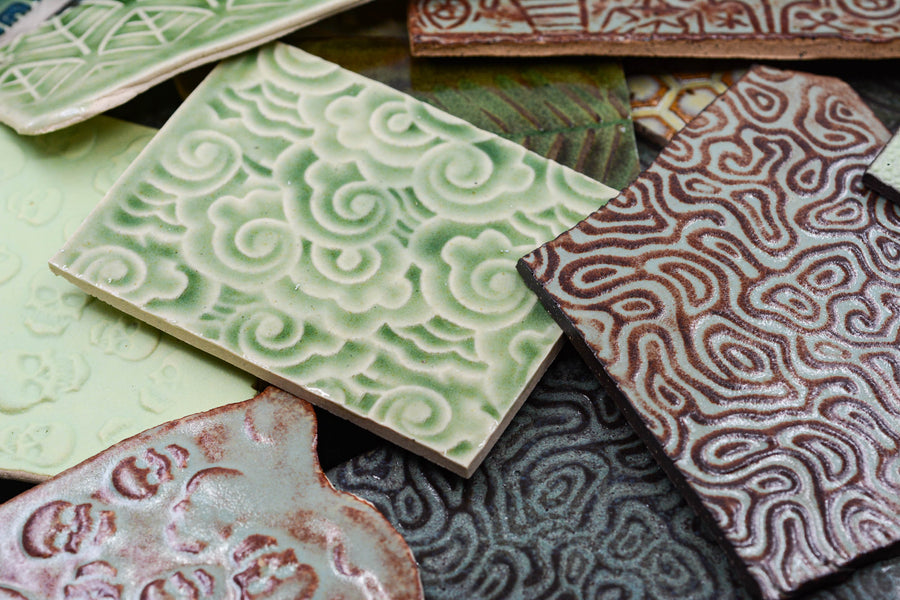 Greens - Handmade Ceramic Tile Scraps - 1/2lb